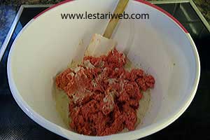 tapioca mixture and beef paste
