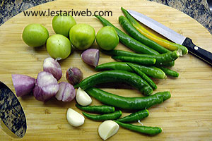 ingredients for the green sambal